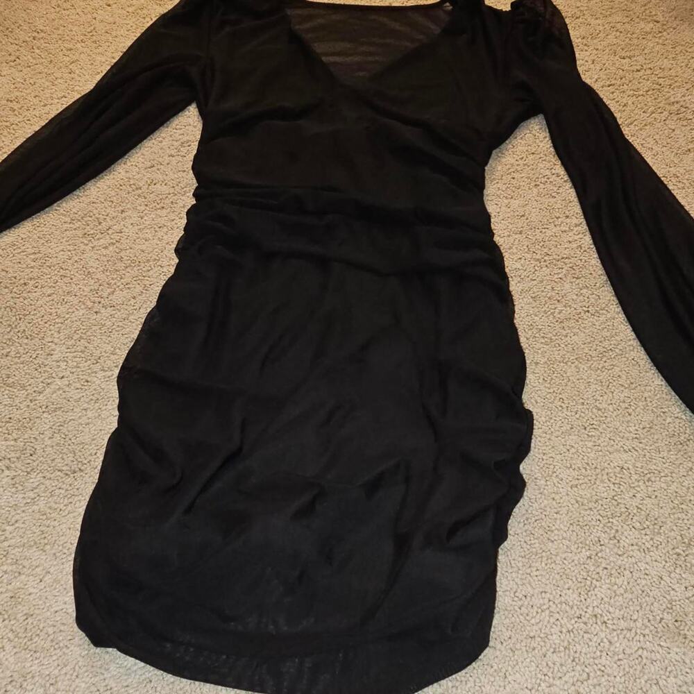 Black mesh mini dress with
